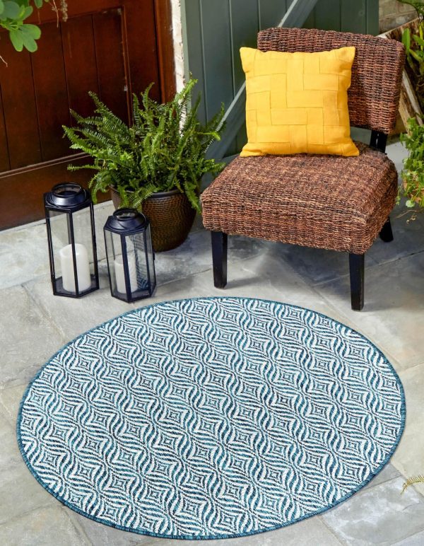 Unique Loom Outdoor Trellis T-KZOD15 Teal Area Rug Online now