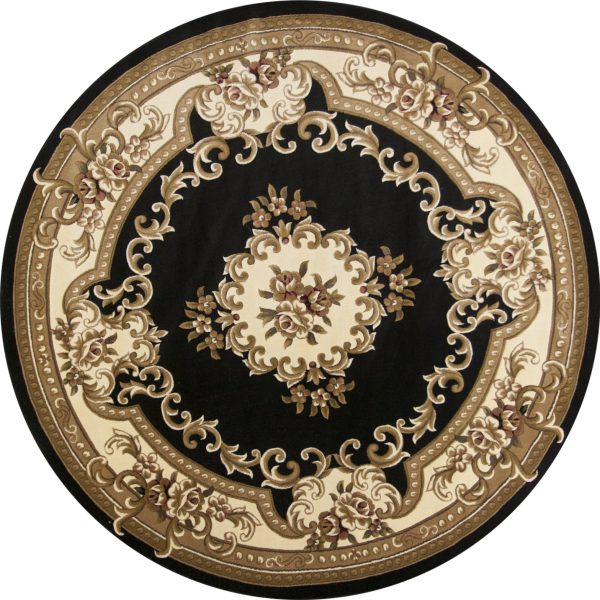 KAS Corinthian 5310 Black Ivory Aubusson Area Rug For Cheap