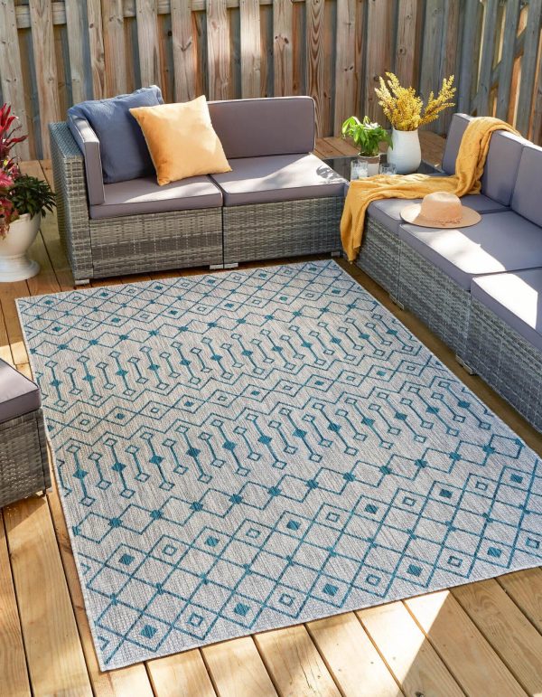 Unique Loom Outdoor Trellis T-KZOD10 Light Blue Area Rug Fashion