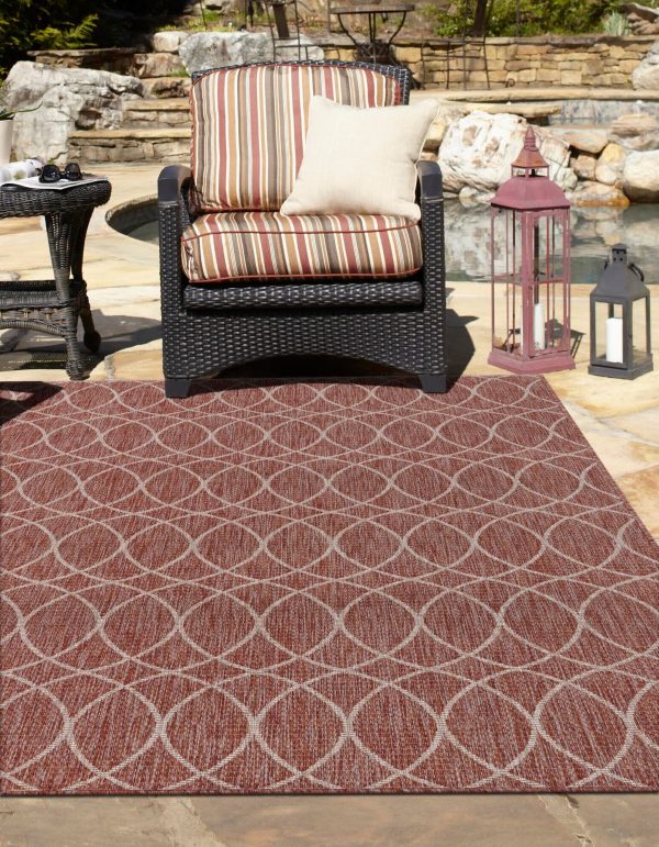 Unique Loom Outdoor Trellis T-KZOD24 Rust Red Area Rug on Sale