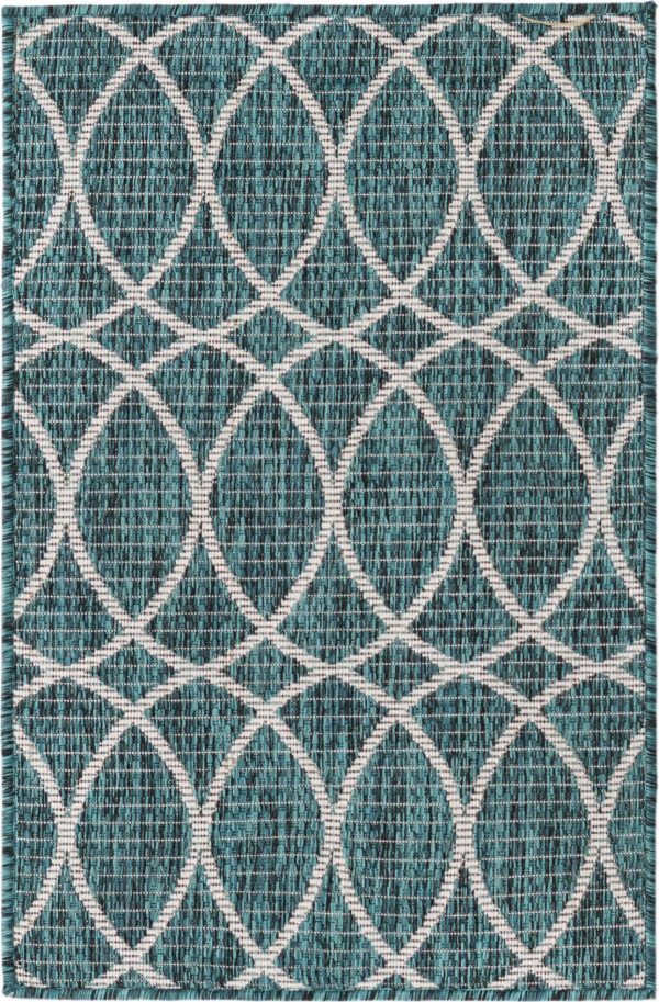 Unique Loom Outdoor Trellis T-KZOD24 Teal Area Rug For Cheap