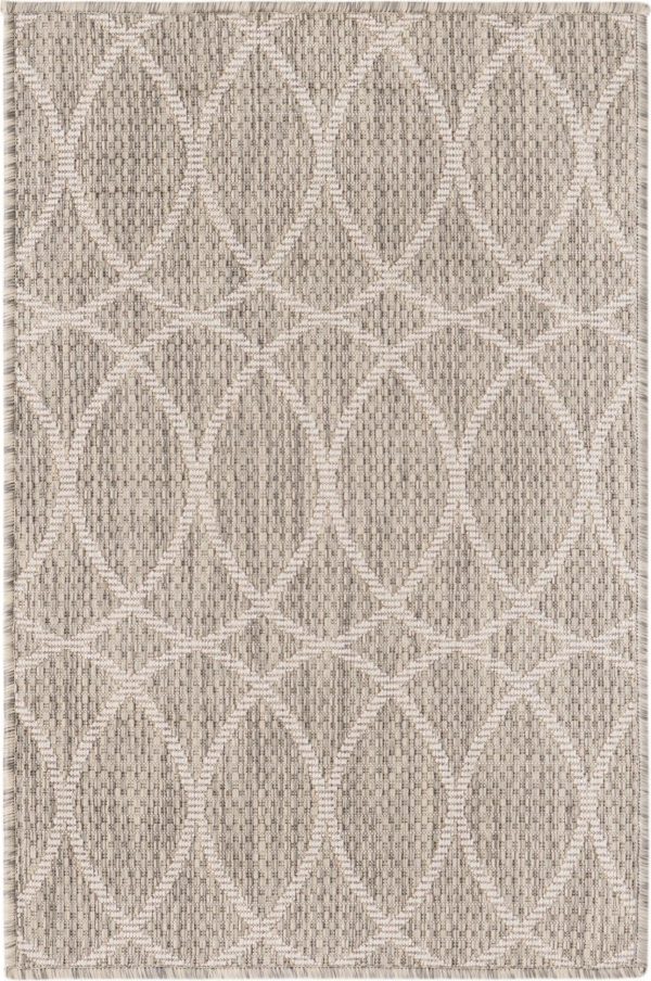 Unique Loom Outdoor Trellis T-KZOD24 Light Gray Area Rug For Sale