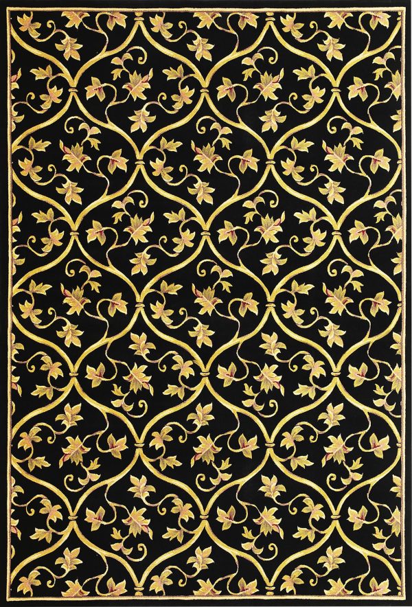 KAS Corinthian 5334 Black Vine Brocade Area Rug Online