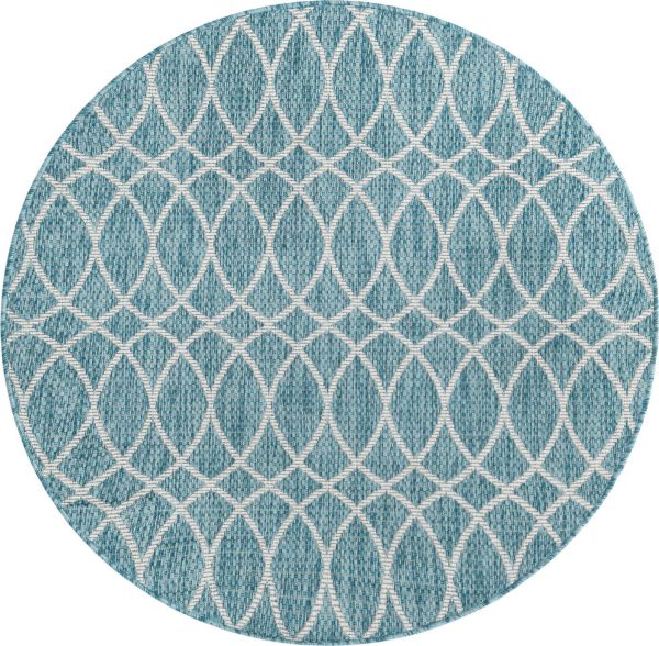 Unique Loom Outdoor Trellis T-KZOD24 Light Aqua Area Rug Hot on Sale