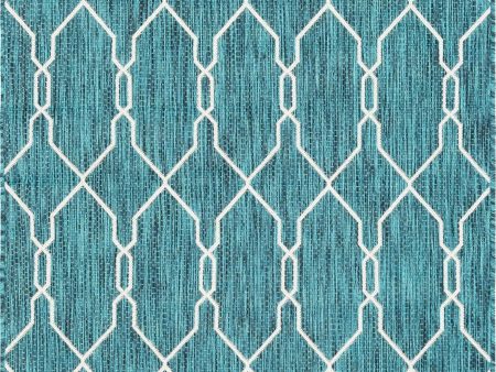 Unique Loom Outdoor Trellis T-KZOD14 Teal Area Rug Discount