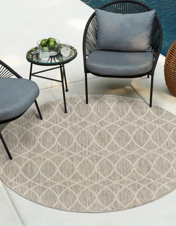 Unique Loom Outdoor Trellis T-KZOD24 Light Gray Area Rug For Sale