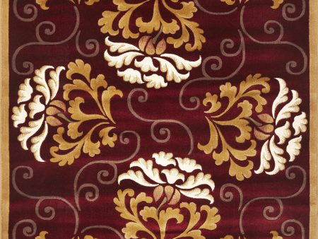 KAS Corinthian 5346 Red Beige Damask Area Rug Cheap