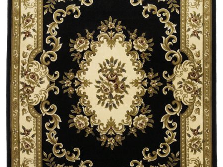 KAS Corinthian 5310 Black Ivory Aubusson Area Rug For Cheap