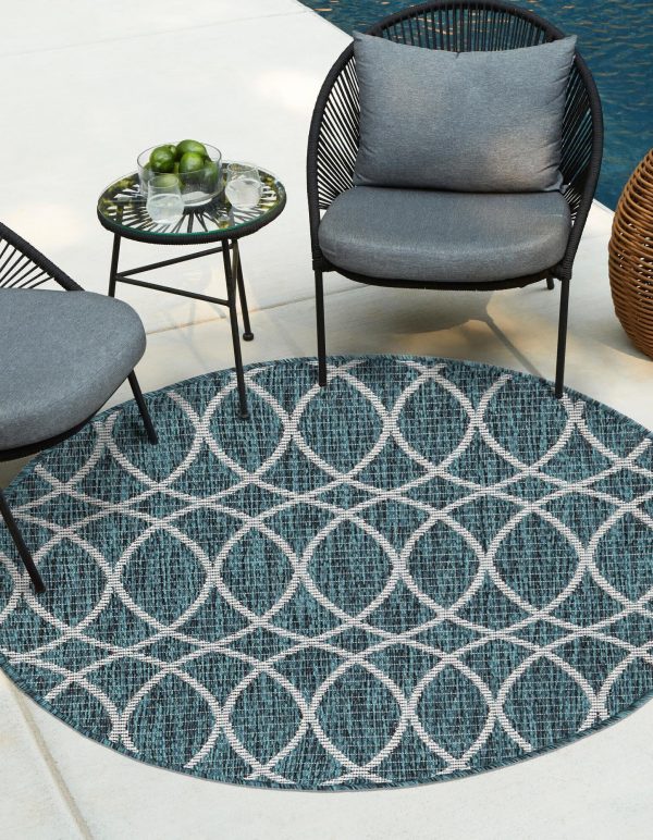 Unique Loom Outdoor Trellis T-KZOD24 Teal Area Rug For Cheap