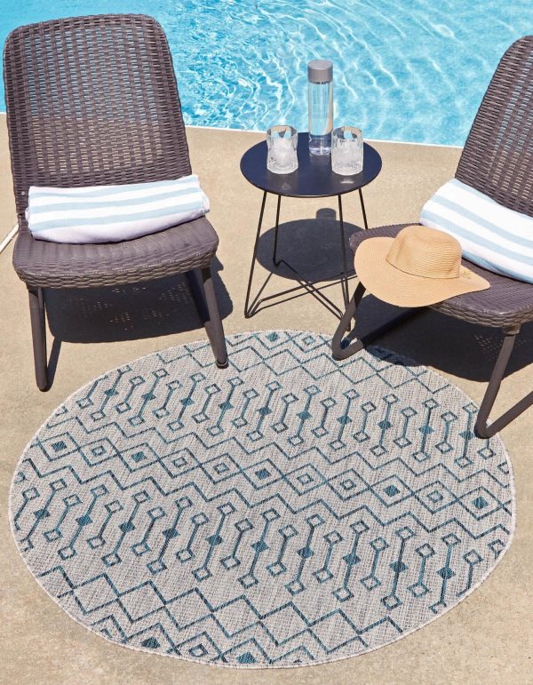 Unique Loom Outdoor Trellis T-KZOD10 Light Blue Area Rug Fashion