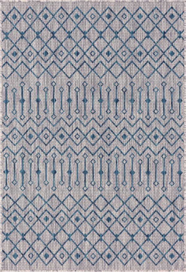 Unique Loom Outdoor Trellis T-KZOD10 Light Blue Area Rug Fashion