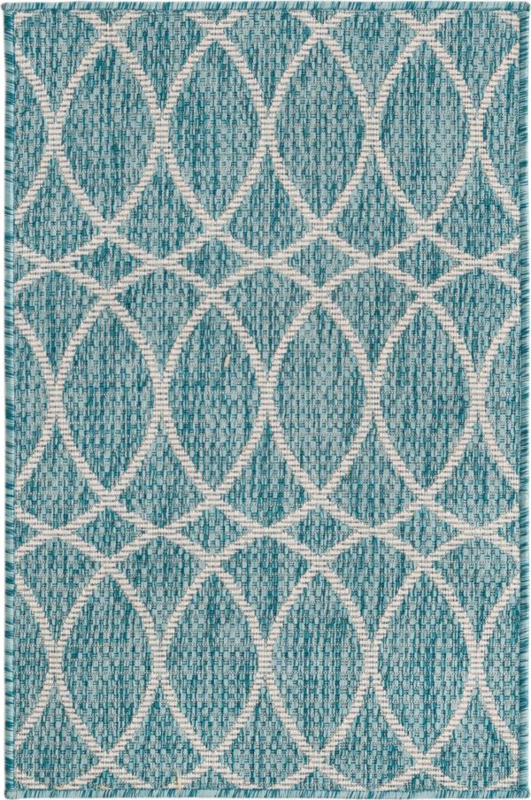 Unique Loom Outdoor Trellis T-KZOD24 Light Aqua Area Rug Hot on Sale