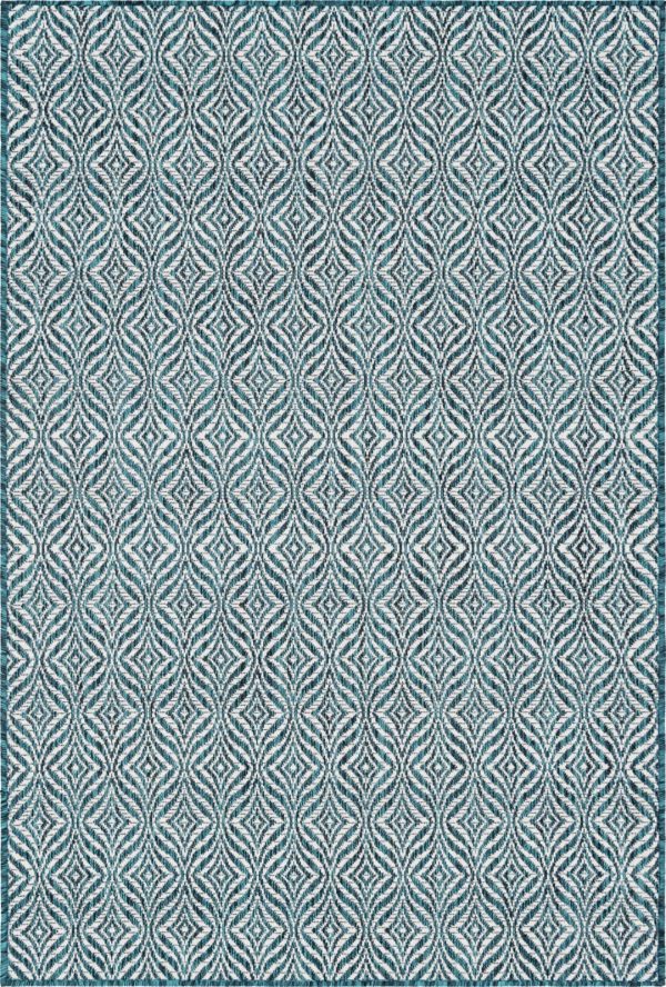 Unique Loom Outdoor Trellis T-KZOD15 Teal Area Rug Online now