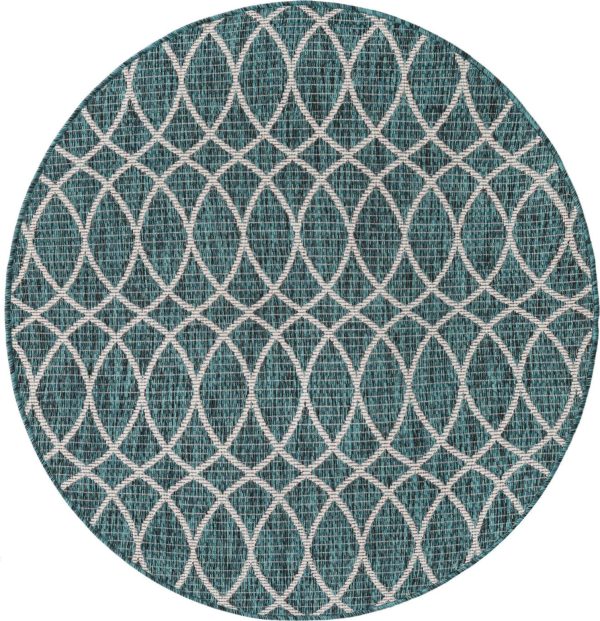 Unique Loom Outdoor Trellis T-KZOD24 Teal Area Rug For Cheap