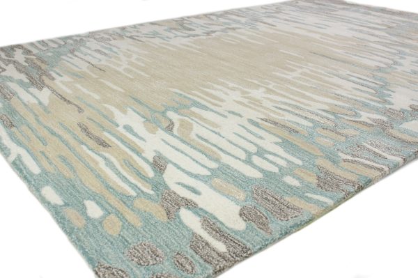 Bashian Greenwich R129-HG384 Ivory Aqua Area Rug For Sale