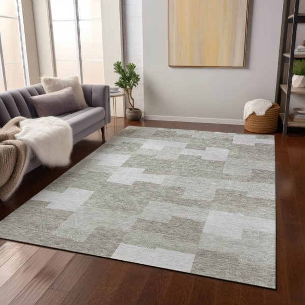 Piper Looms Chantille Geometric ACN659 Taupe Area Rug Online